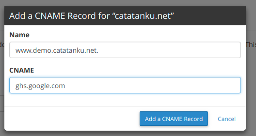 Tambah CNAME Record 1