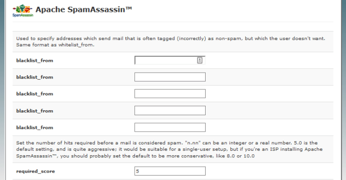 Apache SpamAssassin Blacklist