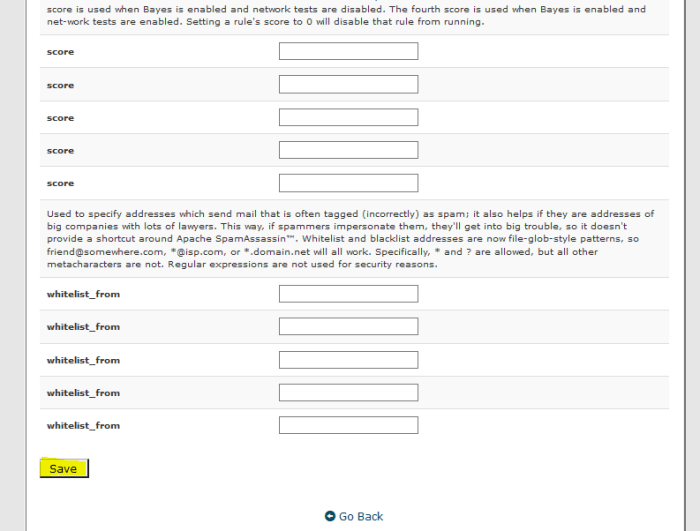 Apache SpamAssassin Whitelist